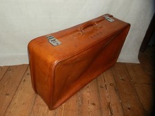 Vintage English Soft Coach Hide Leather Travel Suitcase- by Harrods  Classic Car