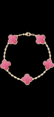 BNIB Pink Van Cleef & Arpels Enamel Alhambra bracelet 5 motif 18k Yellow Gold
