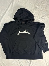 Air Jordan Women's Black Hoodie/Sweatshirt With White Jordan Brooklyn Fleece