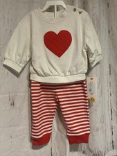 Cat & Jack 2-Piece Sweatshirt & Pants Set Off-White Red Heart 3-6M Unisex