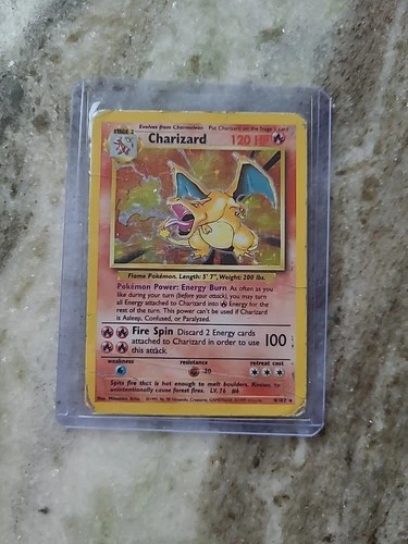 Pokémon Charizard Base Set Holo Unlimited Card 4/102 Heavily Damaged CREASES