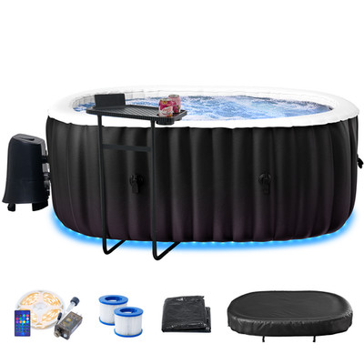 SLSY Inflatable Hot Tub with LED Lights 2Person Blow up Hot Tub Spa&Side Table
