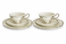 Hutschenreuther  2 Teegedeck Porzellan mit Rein Silber US Zone Deusch Silber neu