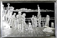 1977 SILVER IMMIGRANTS WELCOMED TO THE USA 49 GRAM 1.46oz ART BAR 90.48 per troy oz