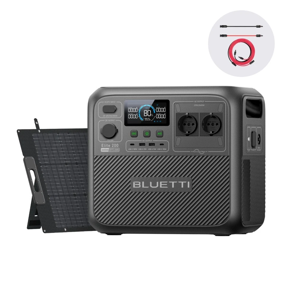 BLUETTI Elite 200 V2 2073,6Wh Generatore con 200W Pannello Solare per Campeggio