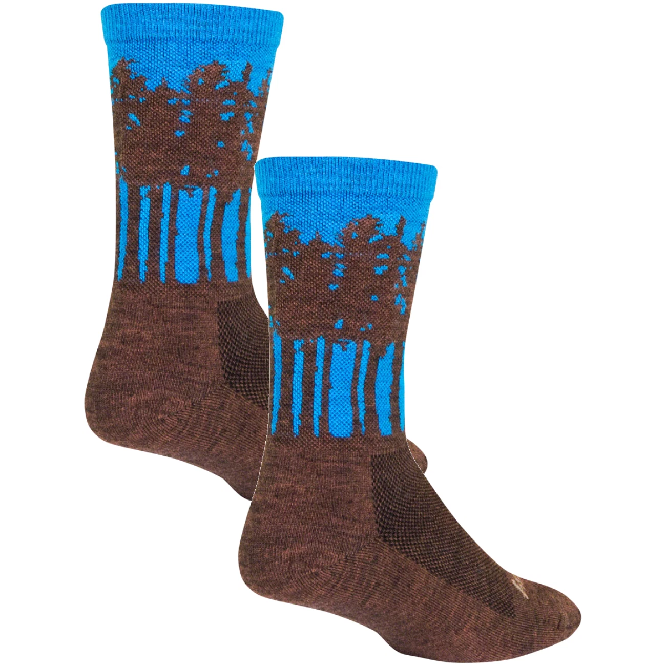 Pack of 2 SockGuy Treeline Wool Socks - 6 inch, Brown/Blue, Large/X-Large