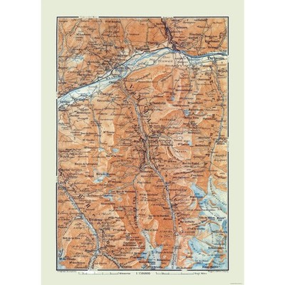 Historic Map - Val d'Anniviers Switzerland - Baedeker 1921 - Vintage Wall Art