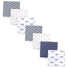 Unisex Baby Cotton Flannel Receiving Blankets Bundle One Size Blue Whale
