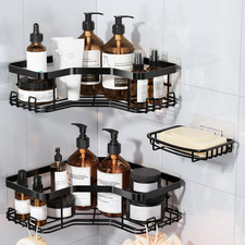3 Pack Corner Shower Caddy with Soap Holder, Large Capacity Sturdy Adhesive Stai