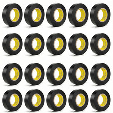 20-Pack Black Electrical Tape Waterproof, 3/4 in x 60ft, Industrial Grade High T