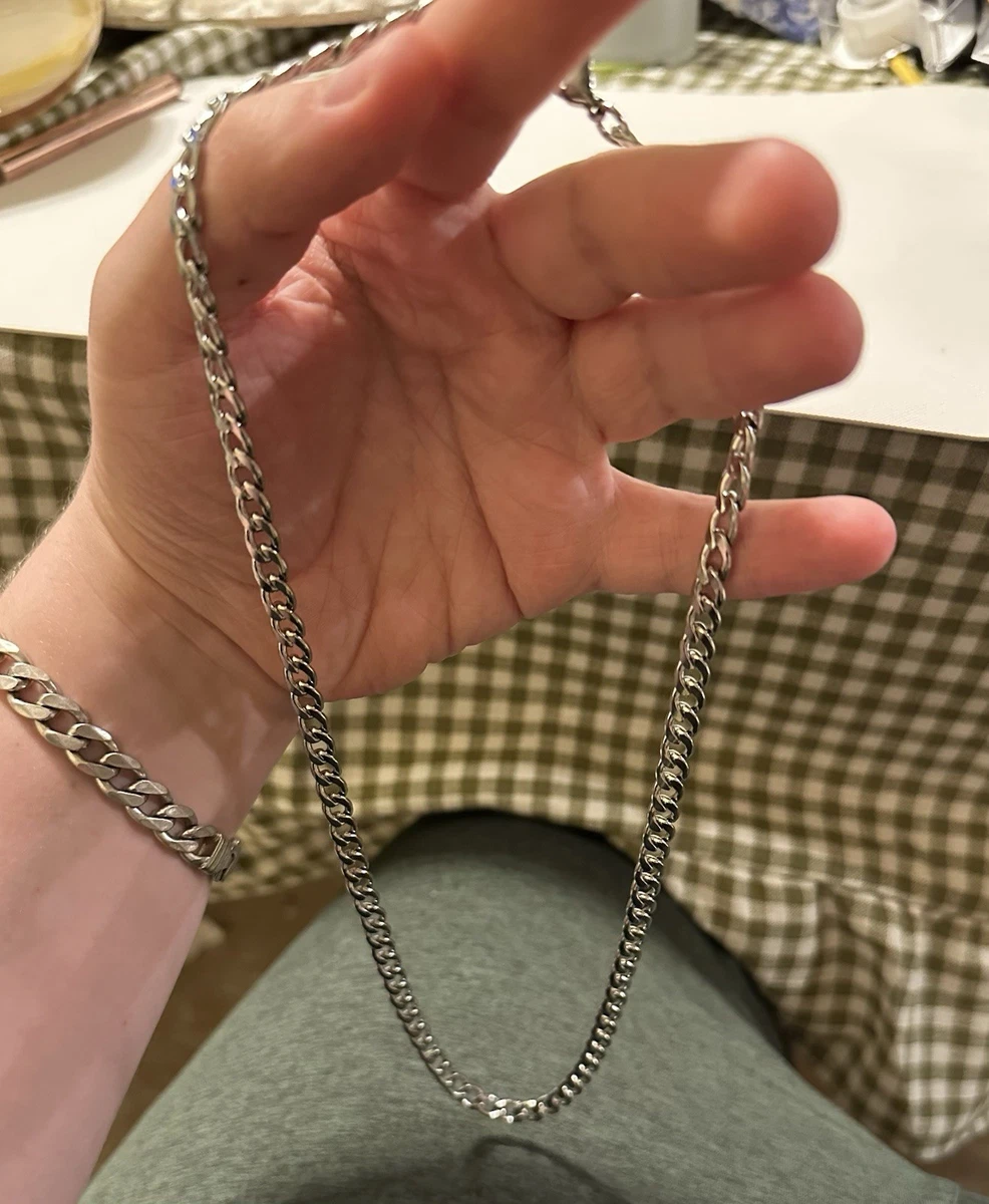Collana Catena a Uomo Argento 50cm Acciaio Inossidabile