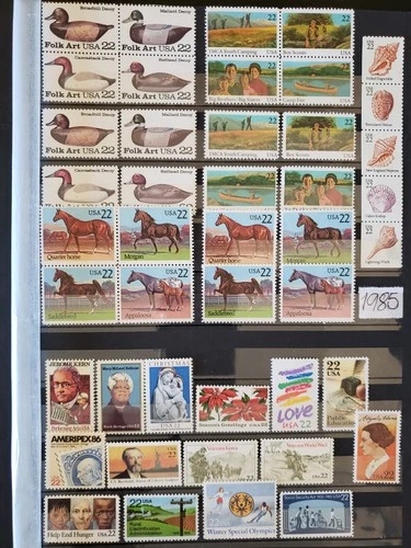 26007-US Stamps Collection Year 1985, Blocks  & Singles - Mint 44 Pcs