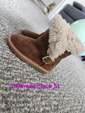 The Childrens Place Brown Faux Fur Winter Boots Booties Toddler Size 5