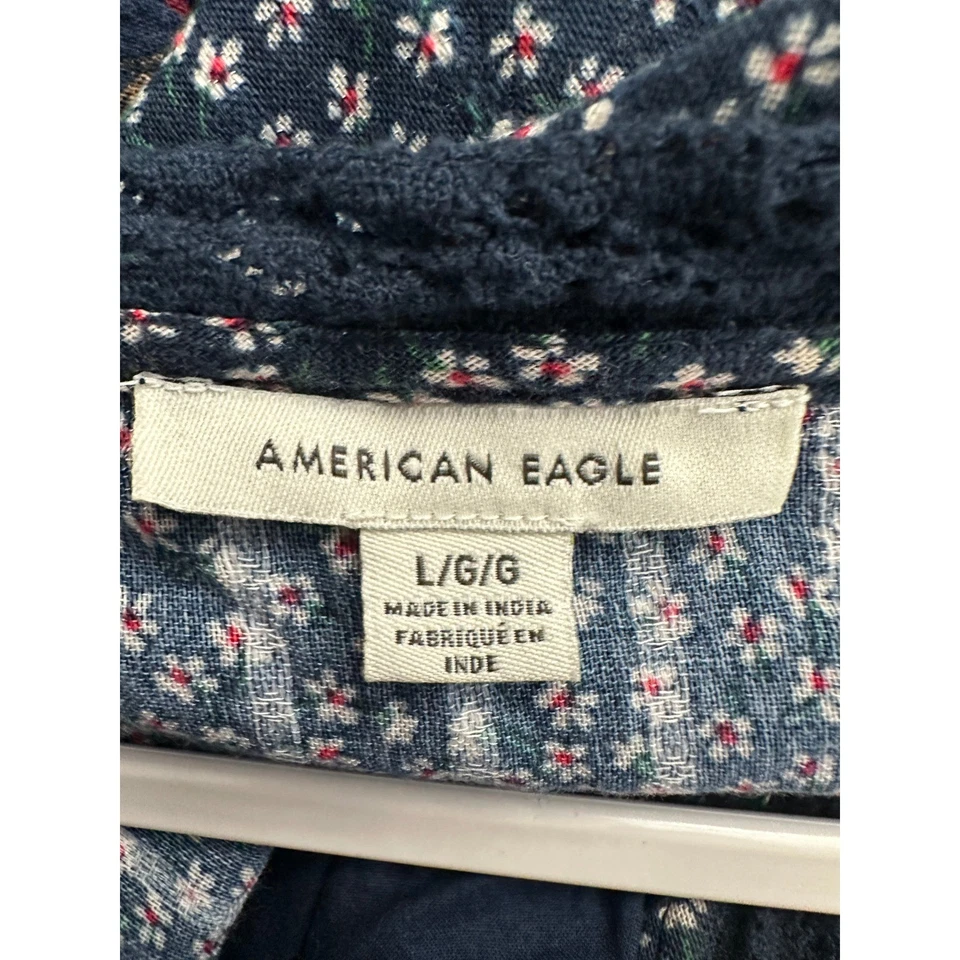 Vestido Babydoll American Eagle Mujer Y2K Talla L Floral En Niveles Cottagecore Patchwork Foto 3 de 4