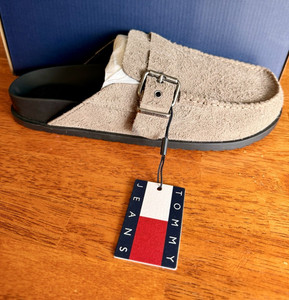 Tommy Jeans Men's Suede Mule Slippers Beige Buckle Adjustable US 10 EU 43