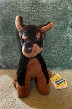Vintage 1979 Pillow Pets Dakin Doby Doberman Plush Stuffed Animal Original Tag