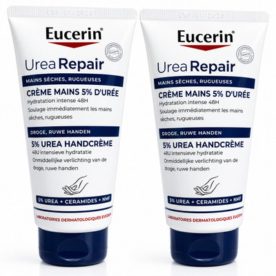 Eucerin UreaRepair PLUS Handcreme 5% Urea   2x75ml Original   Trockene Haut