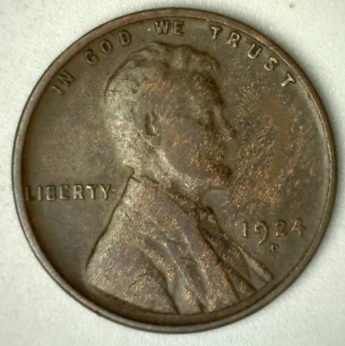 1924 D Lincoln Wheat Cent Coin 1c US Penny Denver Circulated Very Fine Condition