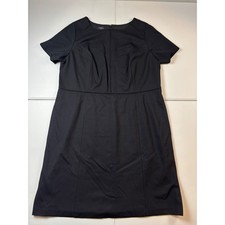 Talbots Ponte Sheath Dress Ladder Stitch Flutter Sleeve Black 14W Basic