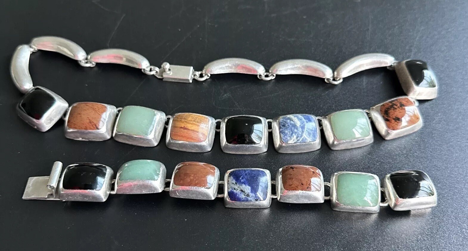 925 Sterling Silver Cabochon Multi Gemstones Neck… - image 4