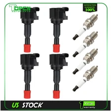4x Ignition Coil & Iridium Spark Plug Kits for Honda Fit 2007-2008 L4 1.5L Black