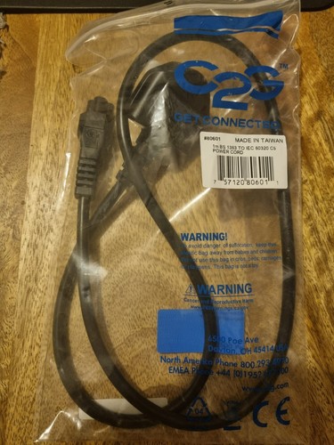 C2G 80601 1 Metre C5 Laptop Power Cable IEC60320C5 to BS1363 3 Foot Cloverleaf - Picture 2 of 4