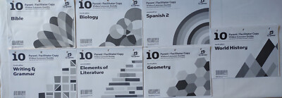 LOT OF 7 BJU PRESS DISTANCE LEARNING VIDEO LESSON GUIDES 10TH GRADE ~ HOMESCHOOL