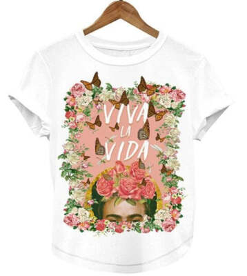 NWT Frida Kahlo Viva La Vida T-Shirt Women's Graphic Tee Mexico Mexican