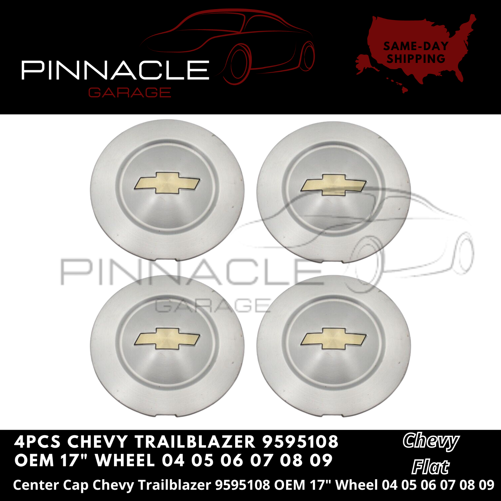 4PC Chevrolet Center Wheel Caps Trailblazer EXT 20042009 (PART