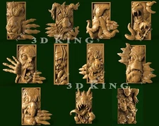 11 Pcs STL 3D Models MONSTER THEME for CNC Router 3D Printer Engraver Aspire