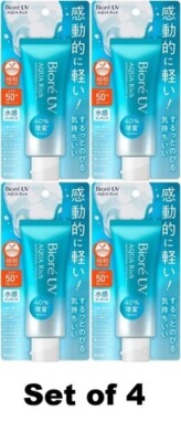 KAO Biore UV 4 PACK Aqua Rich Watery Sunscreen 70g SPF50+/PA++++ From Japan