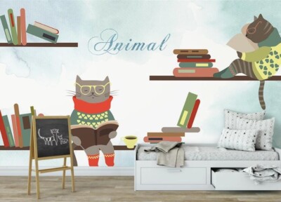 3D Cartoon Cat ZHUA17702 Wallpaper Wall Murals Removable Self-adhesive Ann