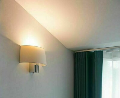 WHITE WALL LAMP CHROME DESIGNER E27 LIGHT FARO 29940 HOTEL MODERN TIME BEDROOM