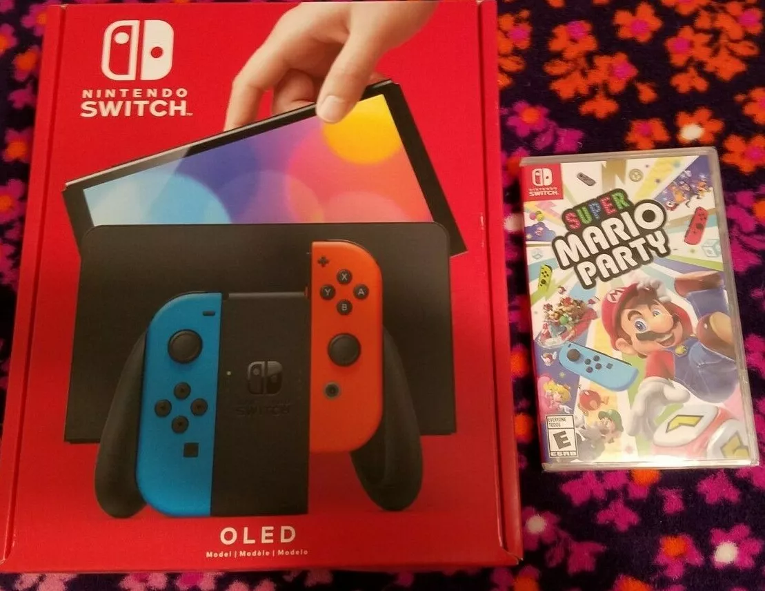  Nintendo Switch – OLED Model w/ Neon Red & Neon Blue Joy-Con :  Video Games