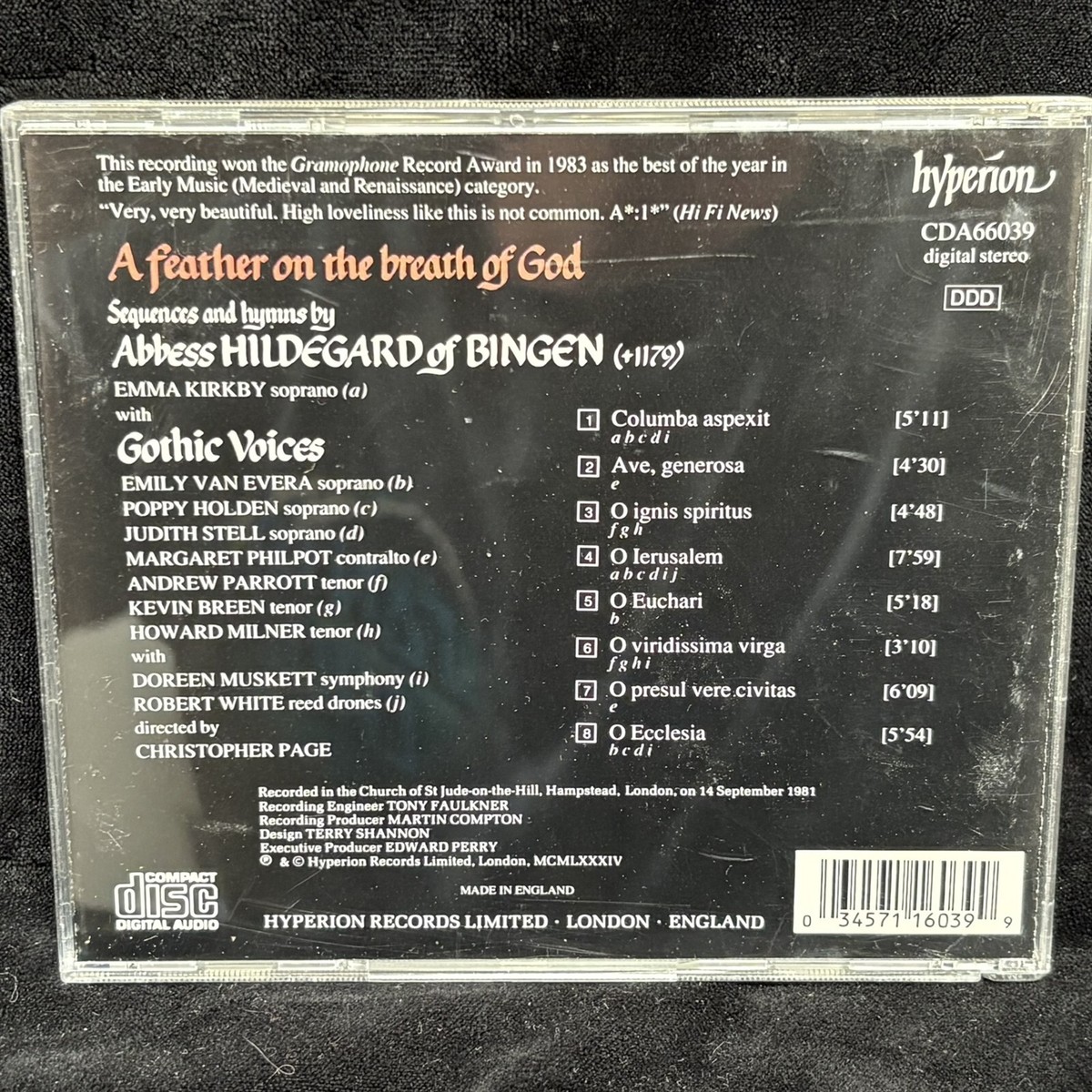 HILDEGARD OF BINGEN - EMMA KIRKBY & Gothic Voices - HYPERION CD UK