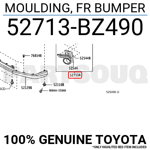 52713BZ490 Genuine Toyota MOULDING, FR BUMPER 52713-BZ490 | eBay