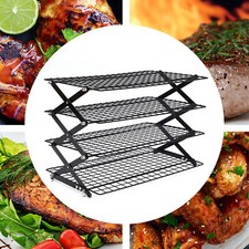 4-Tier Folding Camping Iron Shelf Picnic Rack Drying Cooling Rack Storage Rack