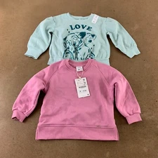 Toddler Girl Size 2 Zara Purlpe Jumping Beans Disney Green Sweatshirts NWT *Flaw