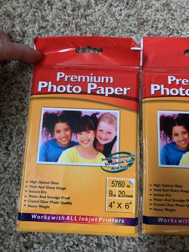 2 Packs Of 4" x 6" Photo Paper Glossy 20 Sheets (40 Total) NEW Ink Jet Printers - Picture 2 of 4