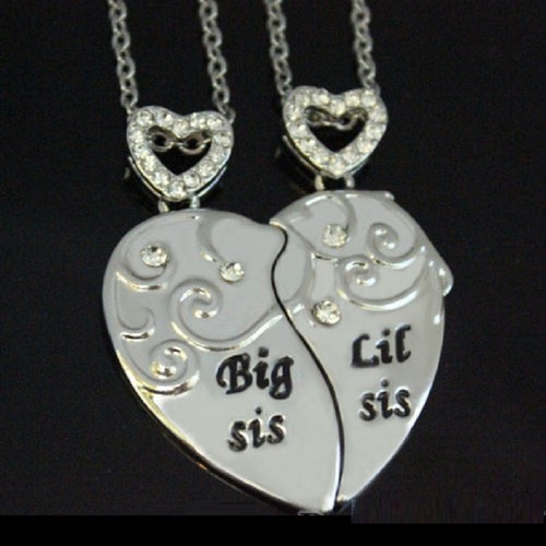 2 PART Big Little Sisters Heart 