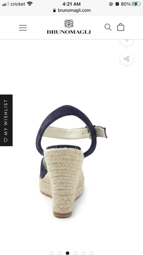 Bruno Magli Mares Suede Navy Blue Espadrilles Wedge Heels Sandals - Picture 3 of 3