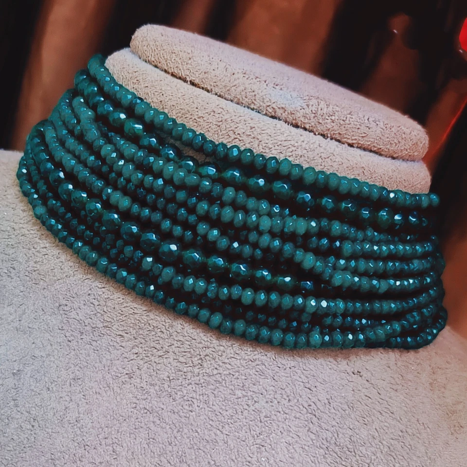 Colar Gargantilha Bollywood Estilo Indiano Pedra Verde 18" Joias de Noiva de Casamento - Imagem 3 de 4