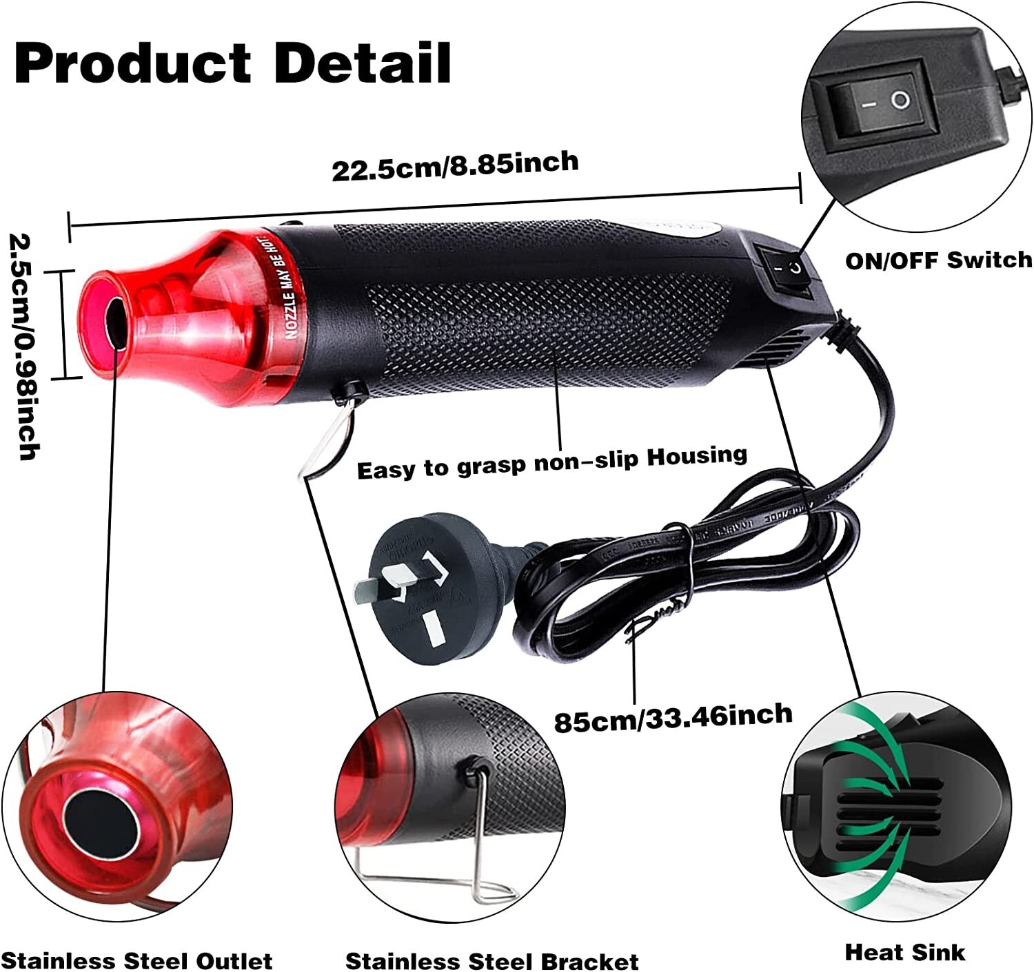 Mini Heat Gun Heat Shrink Tubing Kit 300W 220V Portable Epoxy Resin Hot
