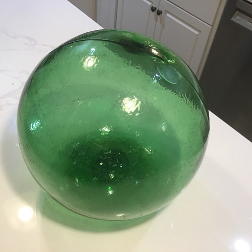 Galleggiante da pesca vintage grande verde diametro 12" vetro giapponese soffiato a mano - Foto 2 di 8