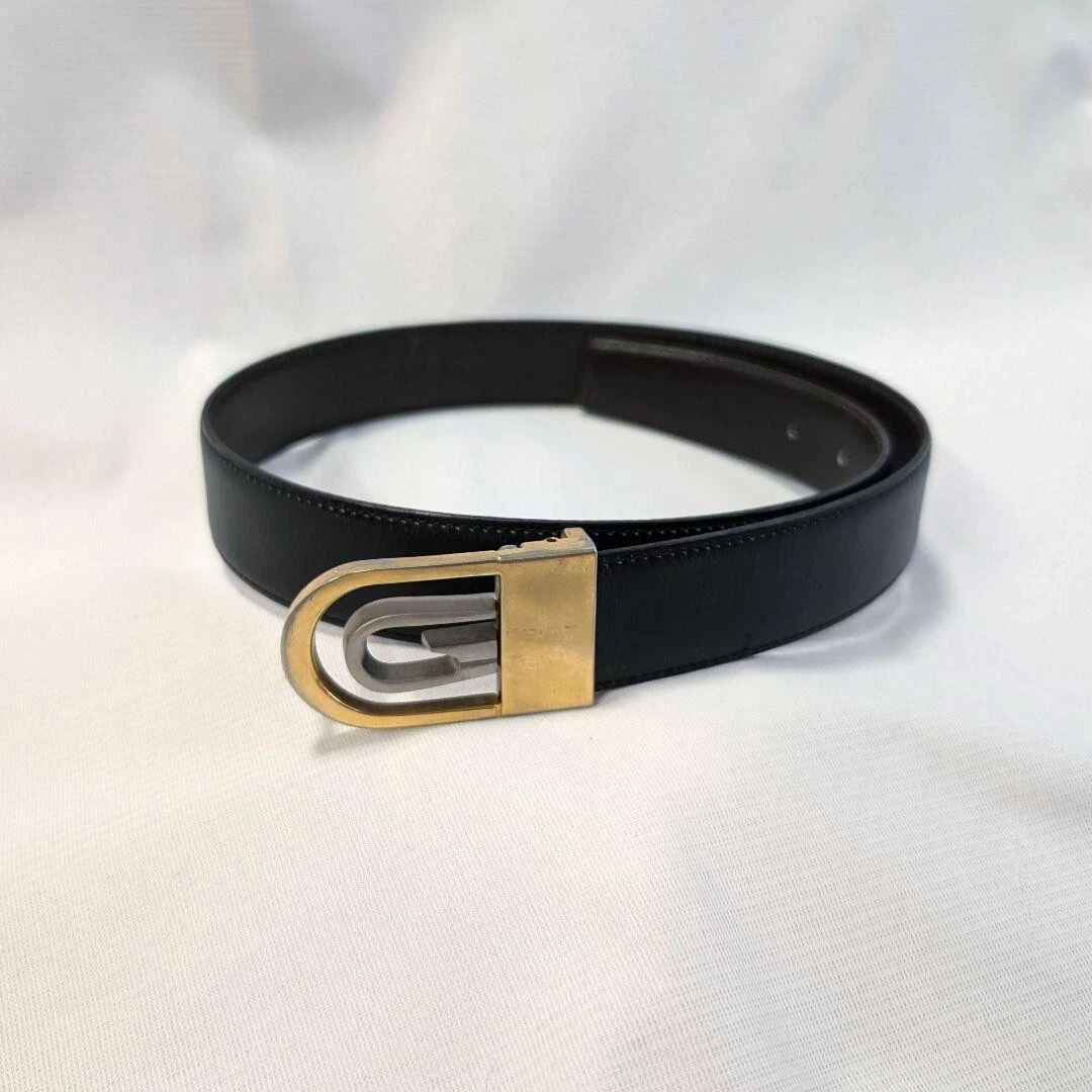 Ceinture homme GUCCI vintage boucle G cuir noir occasion Japon