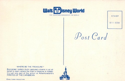 Walt Disney World "Where Be The Treasure?" Pirates Chrome Vintage Postcard - Picture 3 of 3
