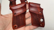 New Wood art checker grips for Beretta 21A Bobcat ,thai handmade