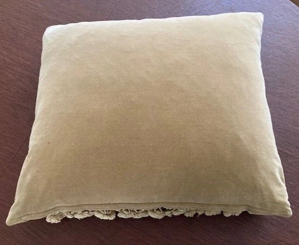 PETIT POINT PILLOW, 24” X 20” WILLIAM MORRIS CUSHION BLK W/CREAM BIRDS & FLORAL - Image 2 of 4