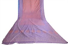 FNC Vintage Saree Indian Red Woven Ikat Blend Silk Sari Craft Fabric 5YD