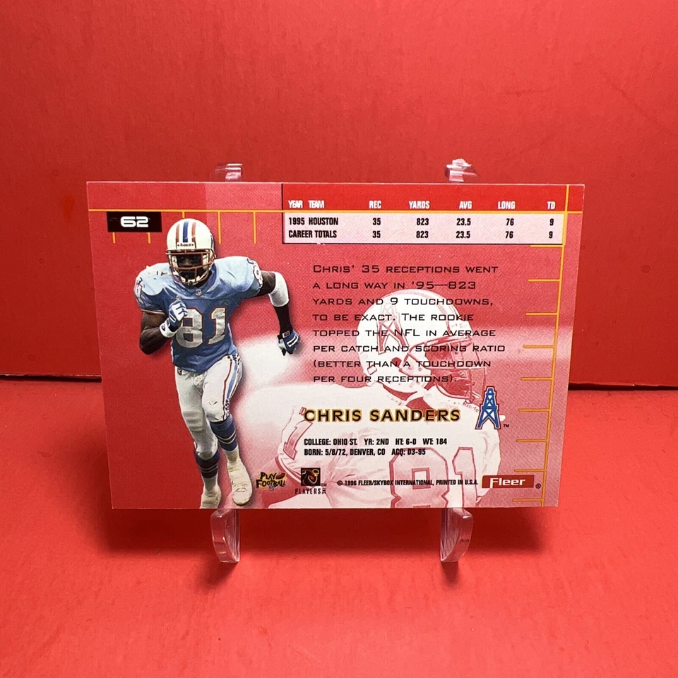 1996 Fleer Ultra Football Chris Sanders #62 VG🦄 - Image 2 of 2
